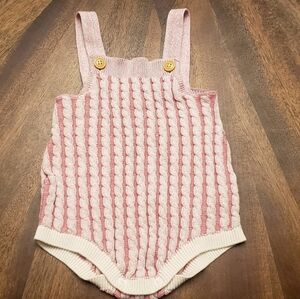 Cat And Jack 12 Month Pink and Cream Knit Baby Romper